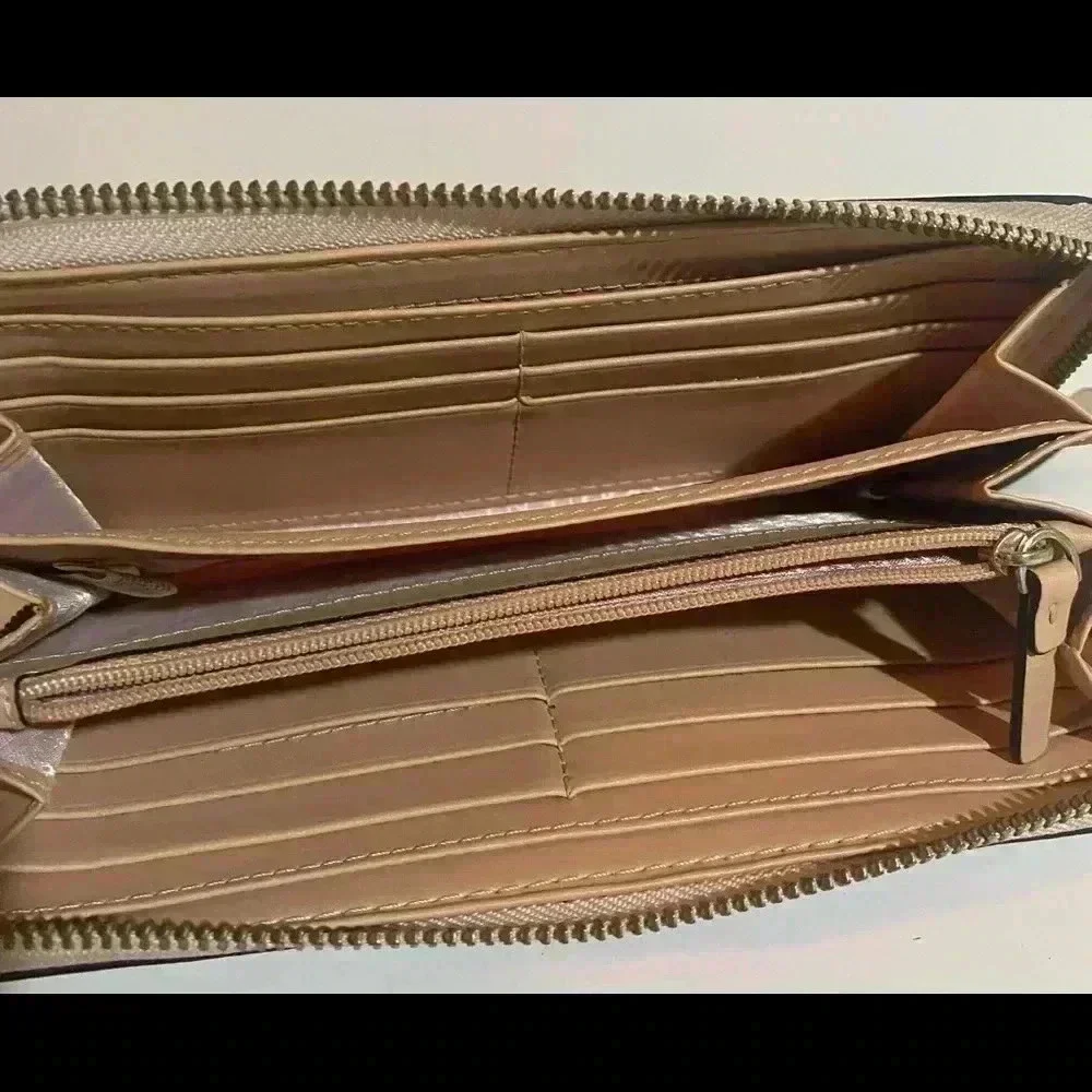 Kate spade metallic bronze leather wallet